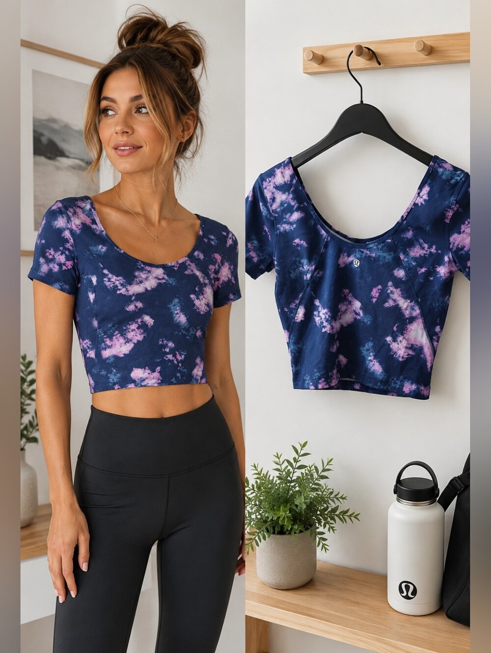 Lululemon Align T-Shirt W3FL6S Tie Dye Nulu Cropped Top Size 4